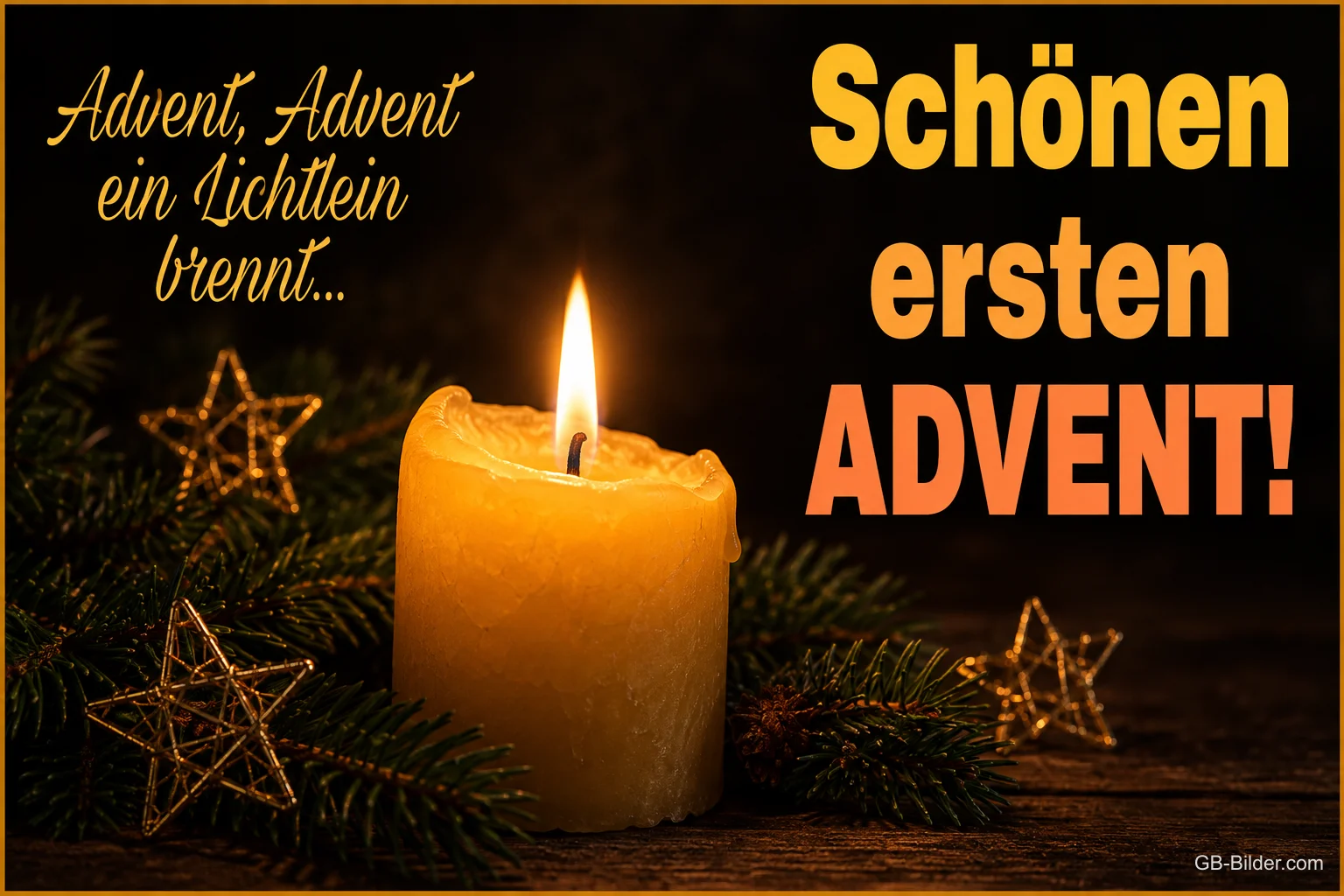 Brennende Adventskerze, Text: Advent, Advent ein Lichtlein brennt