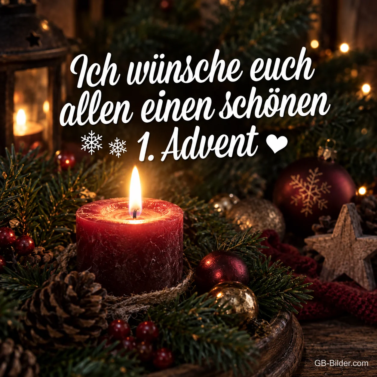 Rote Adventskerze, Text: Ich wünsche euch allen einen schönen 1
