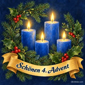 Vier blaue Kerzen, Text: Schönen 4