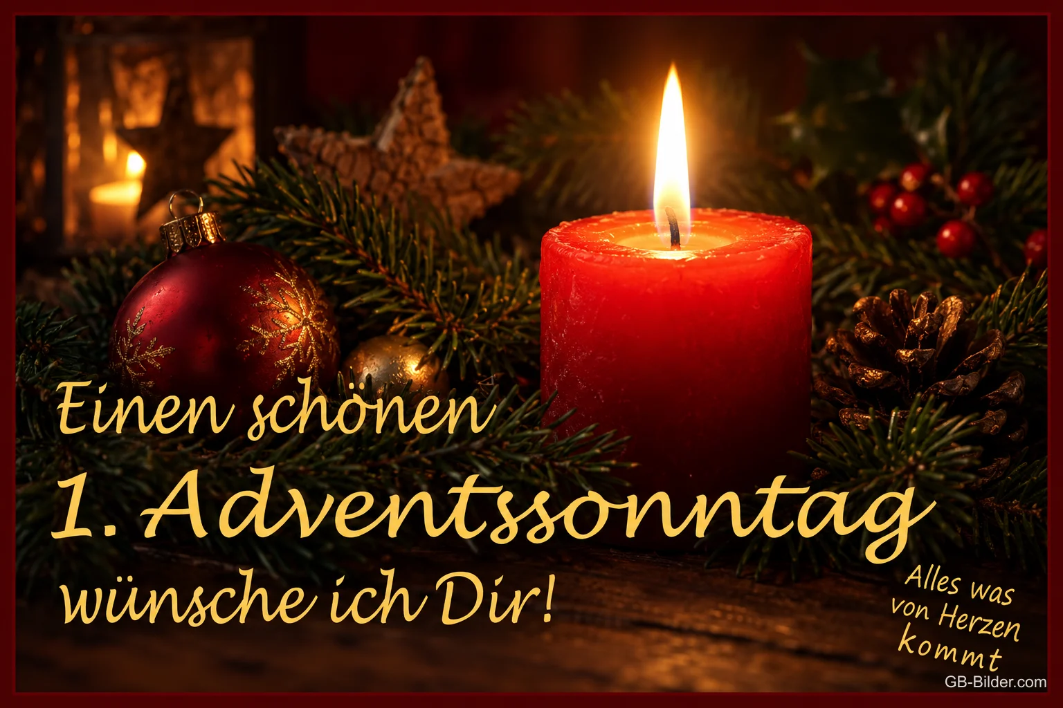 Rote Adventskerze, Text: Einen schönen 1