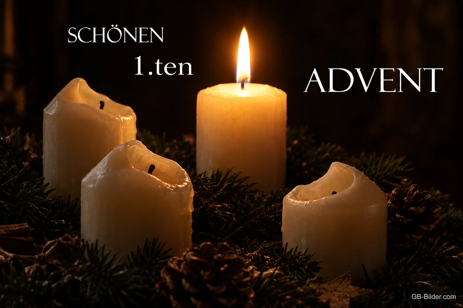Weiße Kerzen im Dunkeln, Text: Schönen 1 Weiße Kerzen im Dunkeln, Text: Schönen 1