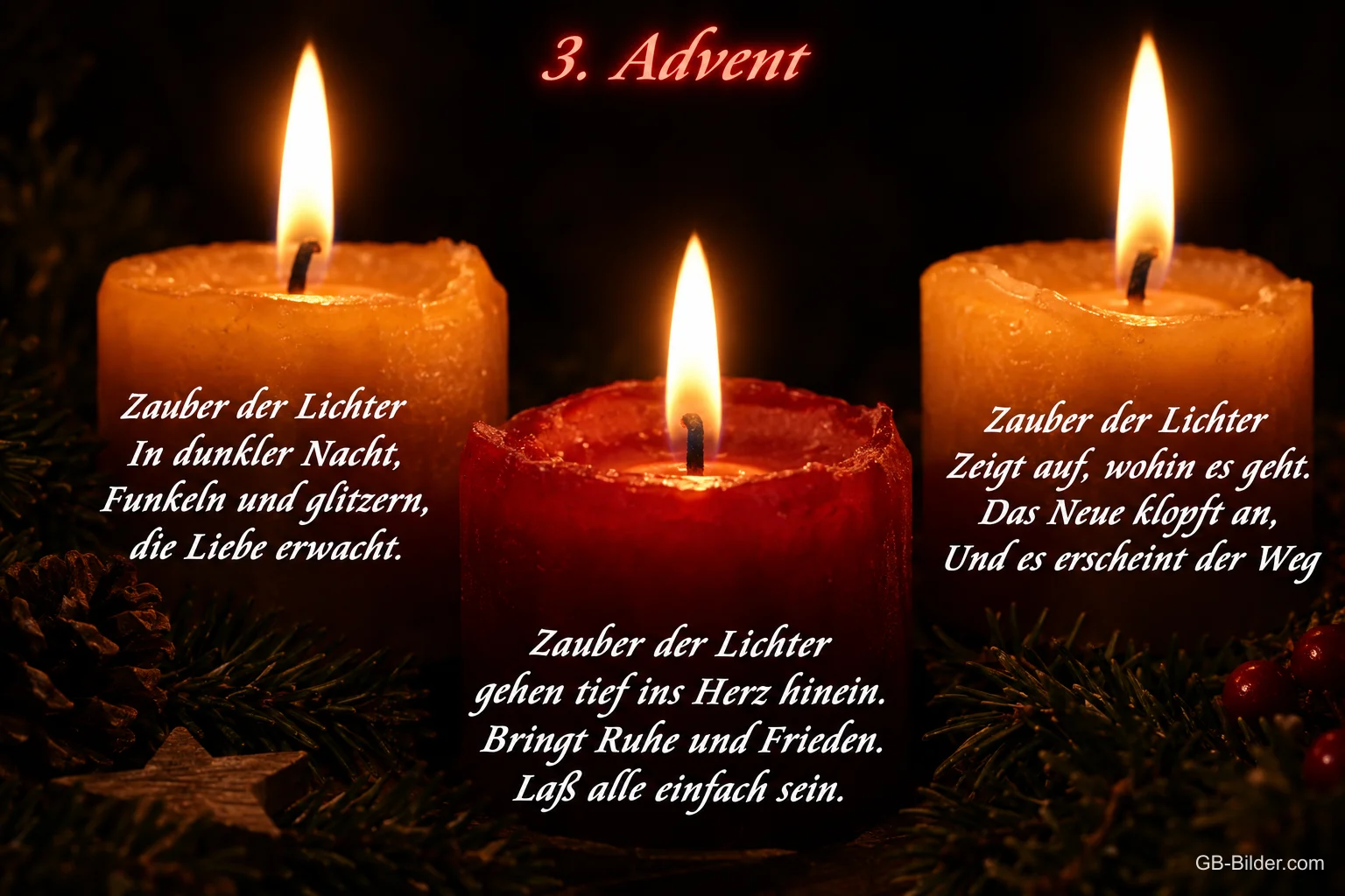 Drei brennende Kerzen, Adventsgedicht, Text: 3