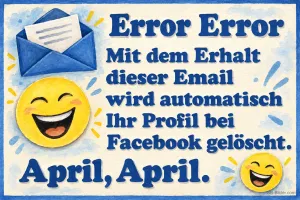 Lachender Smiley mit Briefumschlag, lustiger Aprilscherz