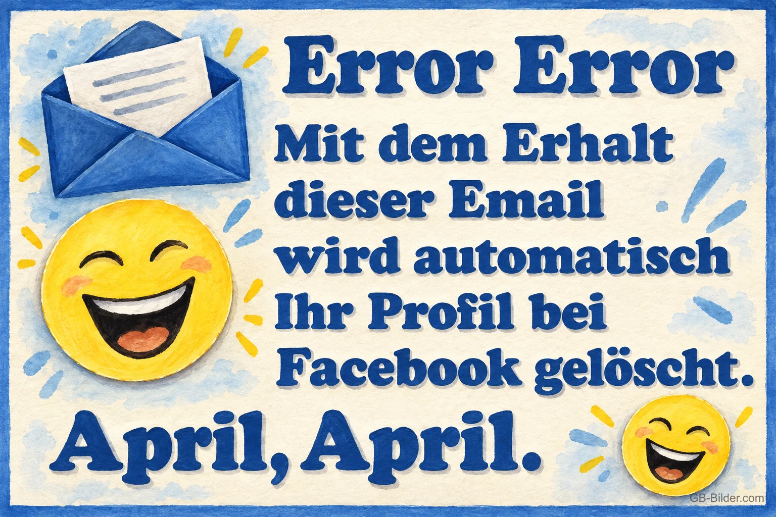 Lachender Smiley mit Briefumschlag, lustiger Aprilscherz