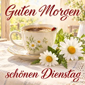 Kaffeetasse mit Marienkäfer, Text: Guten Morgen