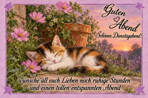 Schlafendes Kätzchen, Text: Guten Abend