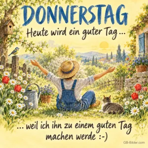Gärtner breitet die Arme aus, Text: DONNERSTAG