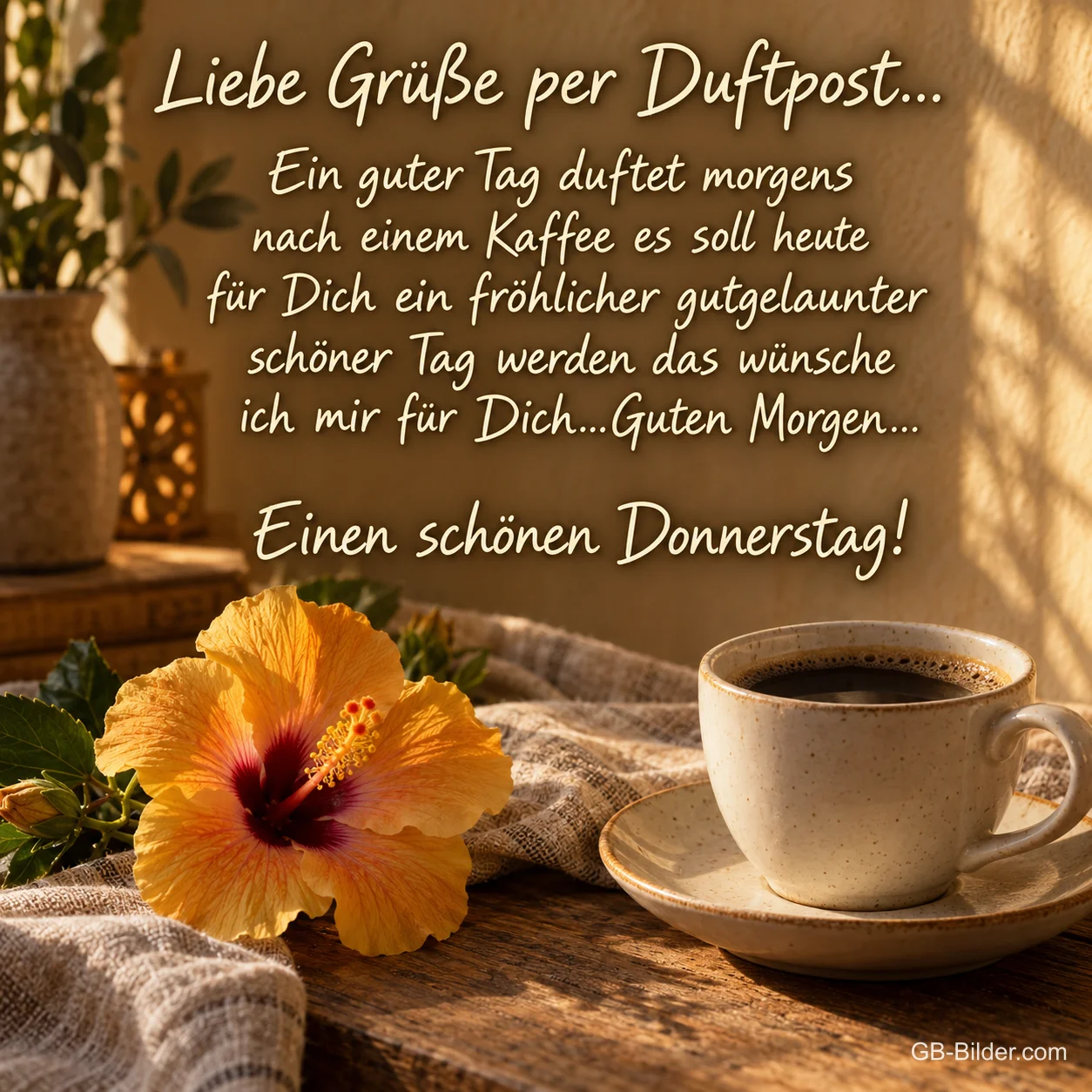 Kaffee mit Hibiskus, Text: Liebe Grüße per Duftpost Kaffee mit Hibiskus, Text: Liebe Grüße per Duftpost