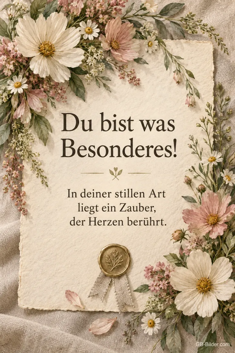 Urkunde mit Siegel und Blumen, Text: Du bist was Besonderes!