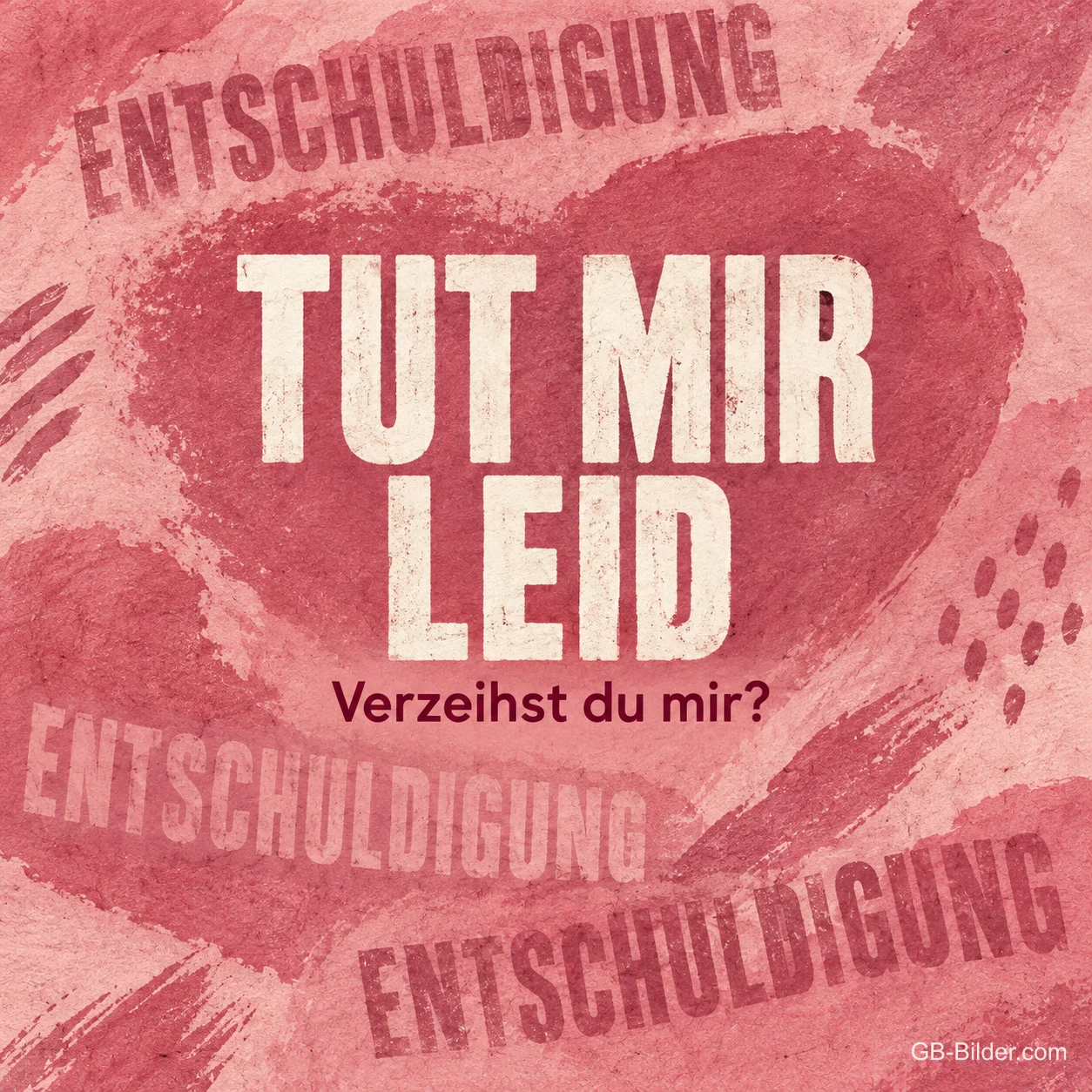Pinkes Herz mit Schrift, Text: Tut mir leid – Verzeihst du mir? Pinkes Herz mit Schrift, Text: Tut mir leid – Verzeihst du mir?