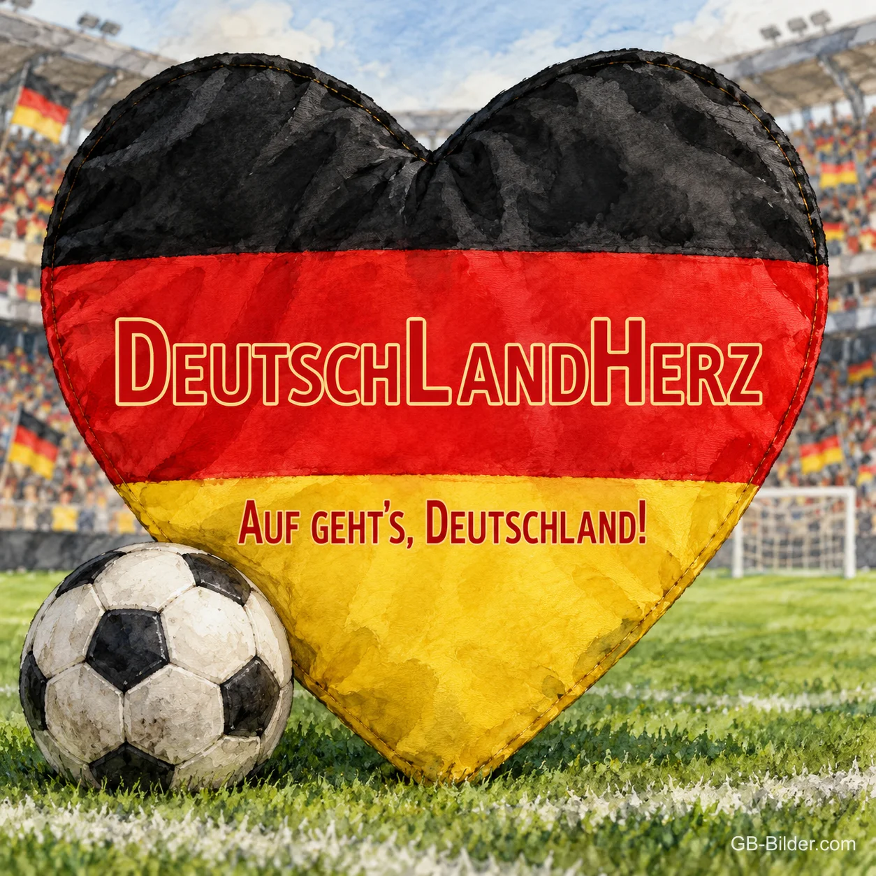Deutschlandherz mit Fußball, Text: DeutschLandHerz Deutschlandherz mit Fußball, Text: DeutschLandHerz