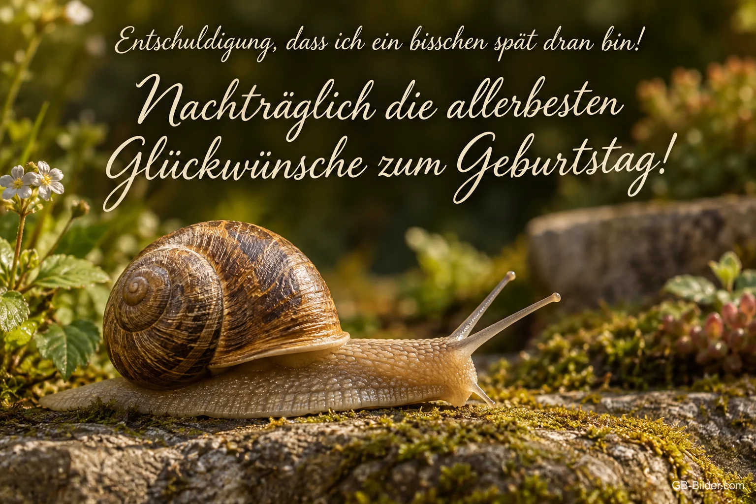 Weinbergschnecke, Text: Entschuldigung, dass ich ein bisschen spät dran bin