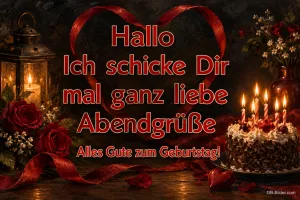 Geburtstagstorte mit Rosen, Text: Hallo