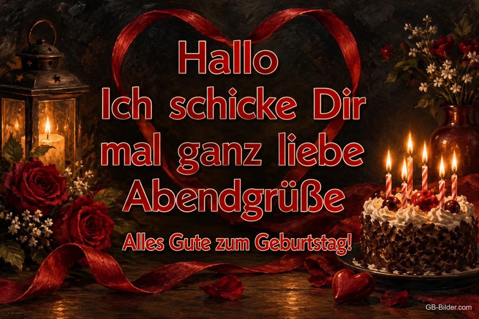 Geburtstagstorte mit Rosen, Text: Hallo