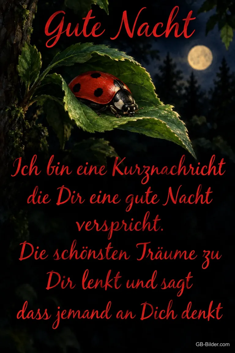 Marienkäfer bei Nacht, Text: Gute Nacht