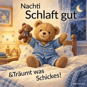 Teddybär im Schlafanzug, Text: Nachti