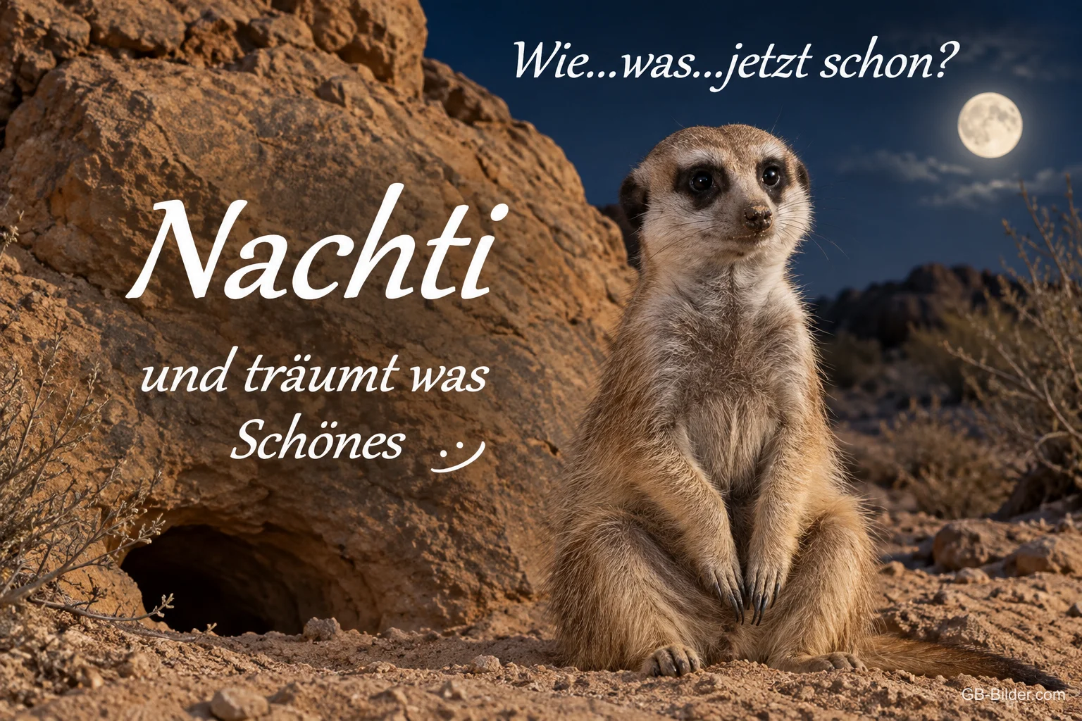 Erdmännchen bei Vollmond, Text: Wie