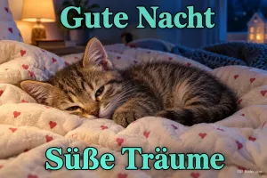 Schlafendes Kätzchen, Text: Gute Nacht