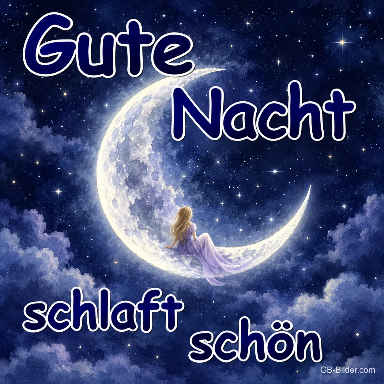 Fee auf der Mondsichel, Text: Gute Nacht schlaft schön