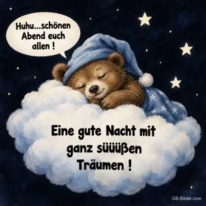 Bärchen auf einer Wolke, Text: Huhu