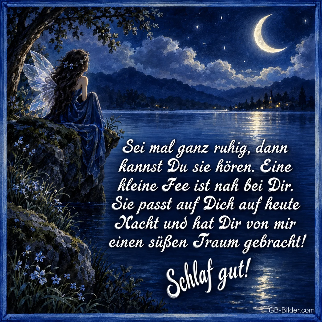 Fee am mondhellen See, Text: Sei mal ganz ruhig, dann kannst Du sie hören