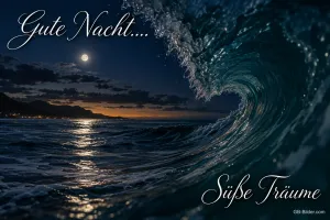 Welle im Mondlicht, Text: Gute Nacht