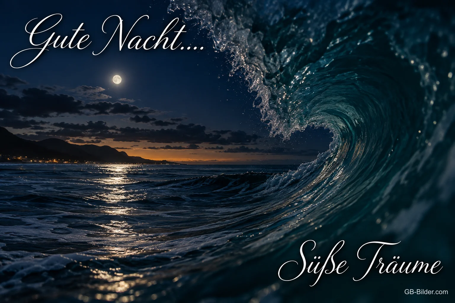 Welle im Mondlicht, Text: Gute Nacht