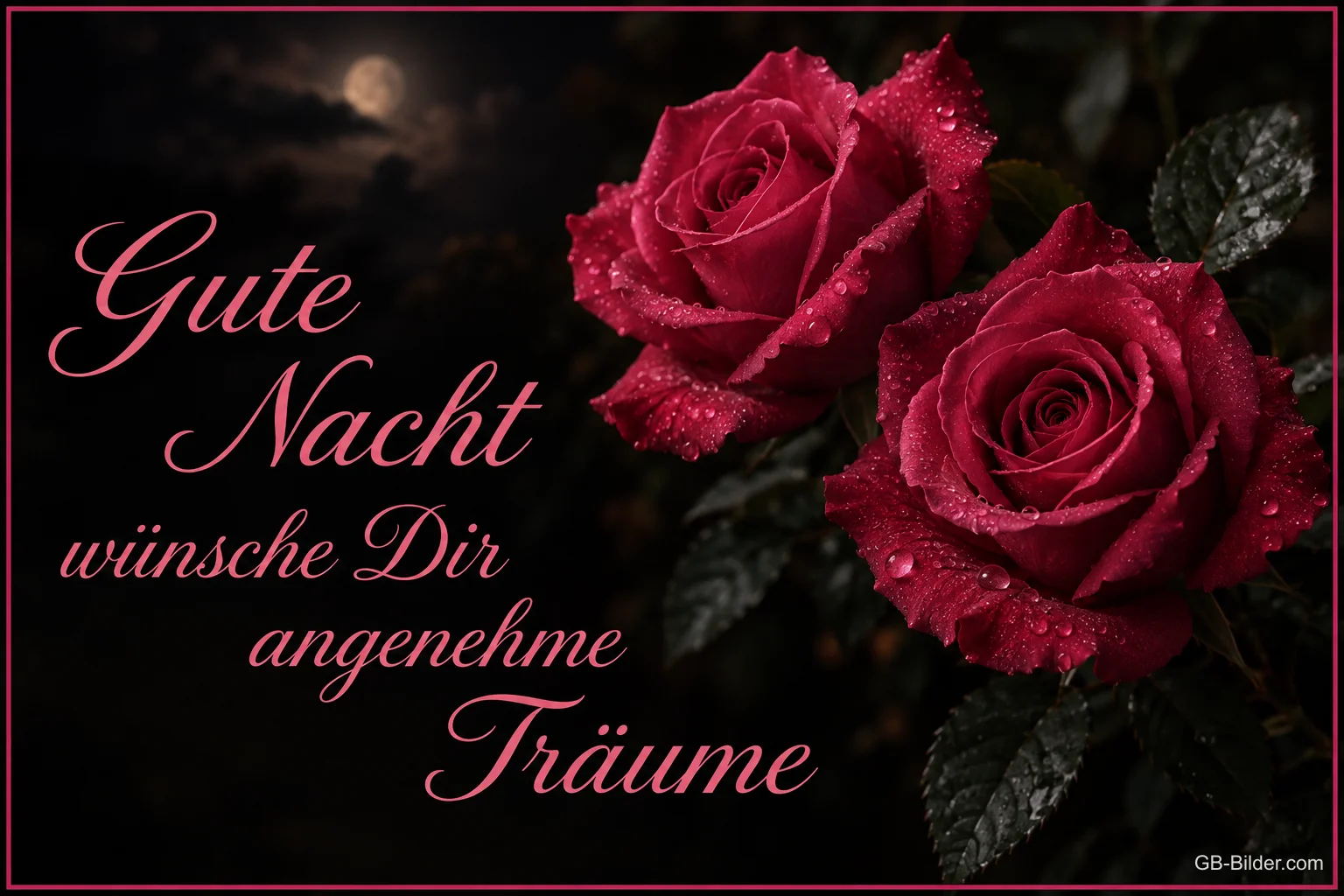 Rote Rosen bei Mondschein, Text: Gute Nacht