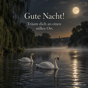 Schwäne auf dem Fluss, Text: Gute Nacht