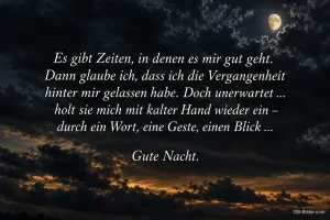 Dunkle Wolken im Abendrot, nachdenklicher Spruch, Gute Nacht