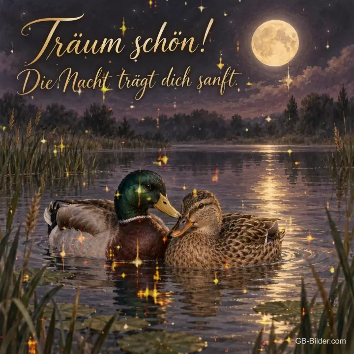 Stockenten bei Vollmond, Text: Träum schön