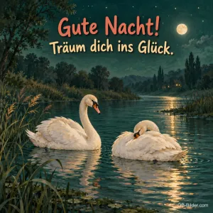 Schwäne im Mondschein, Text: Gute Nacht
