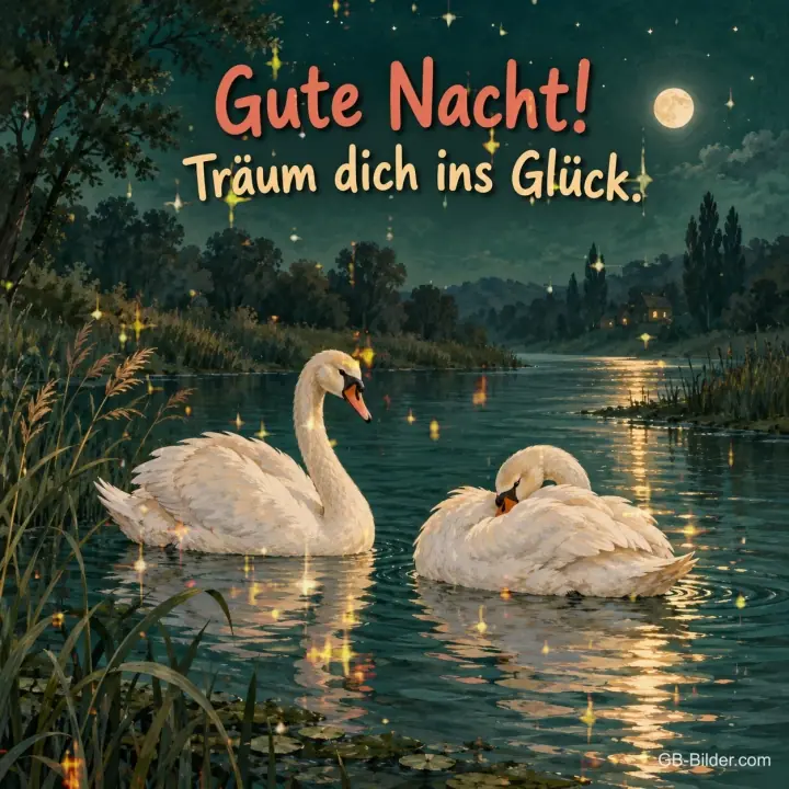 Schwäne im Mondschein, Text: Gute Nacht