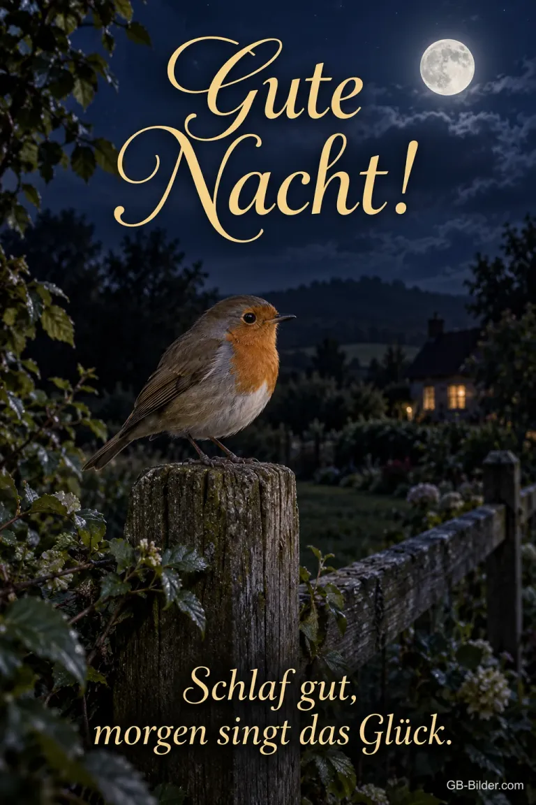 Rotkehlchen bei Nacht, Text: Gute Nacht