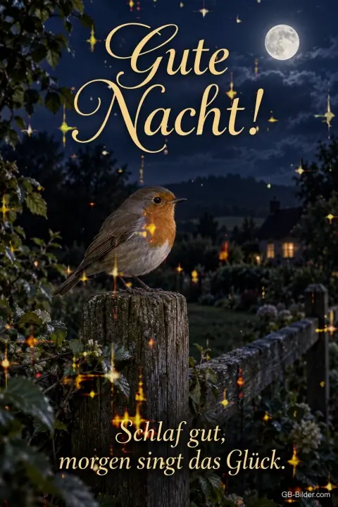 Rotkehlchen bei Nacht, Text: Gute Nacht