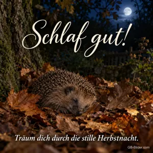 Schlafender Igel, Text: Schlaf gut