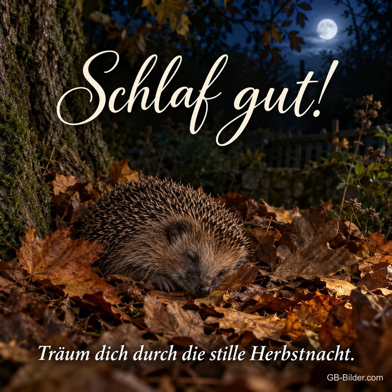 Schlafender Igel, Text: Schlaf gut