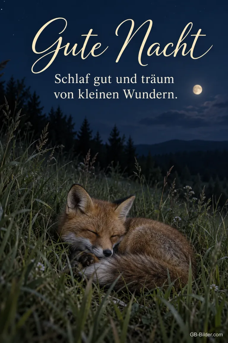 Schlafender Fuchs, Text: Gute Nacht