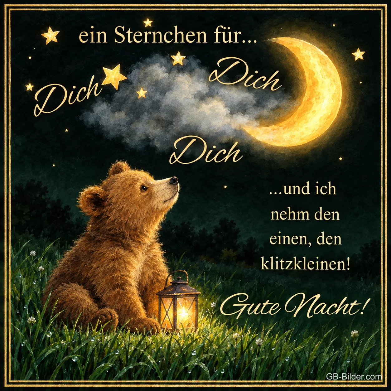 Bärenjunges mit Laterne, Text: ein Sternchen für