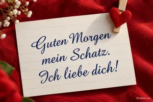 Karte mit Herzklammer, Text: Guten Morgen mein Schatz