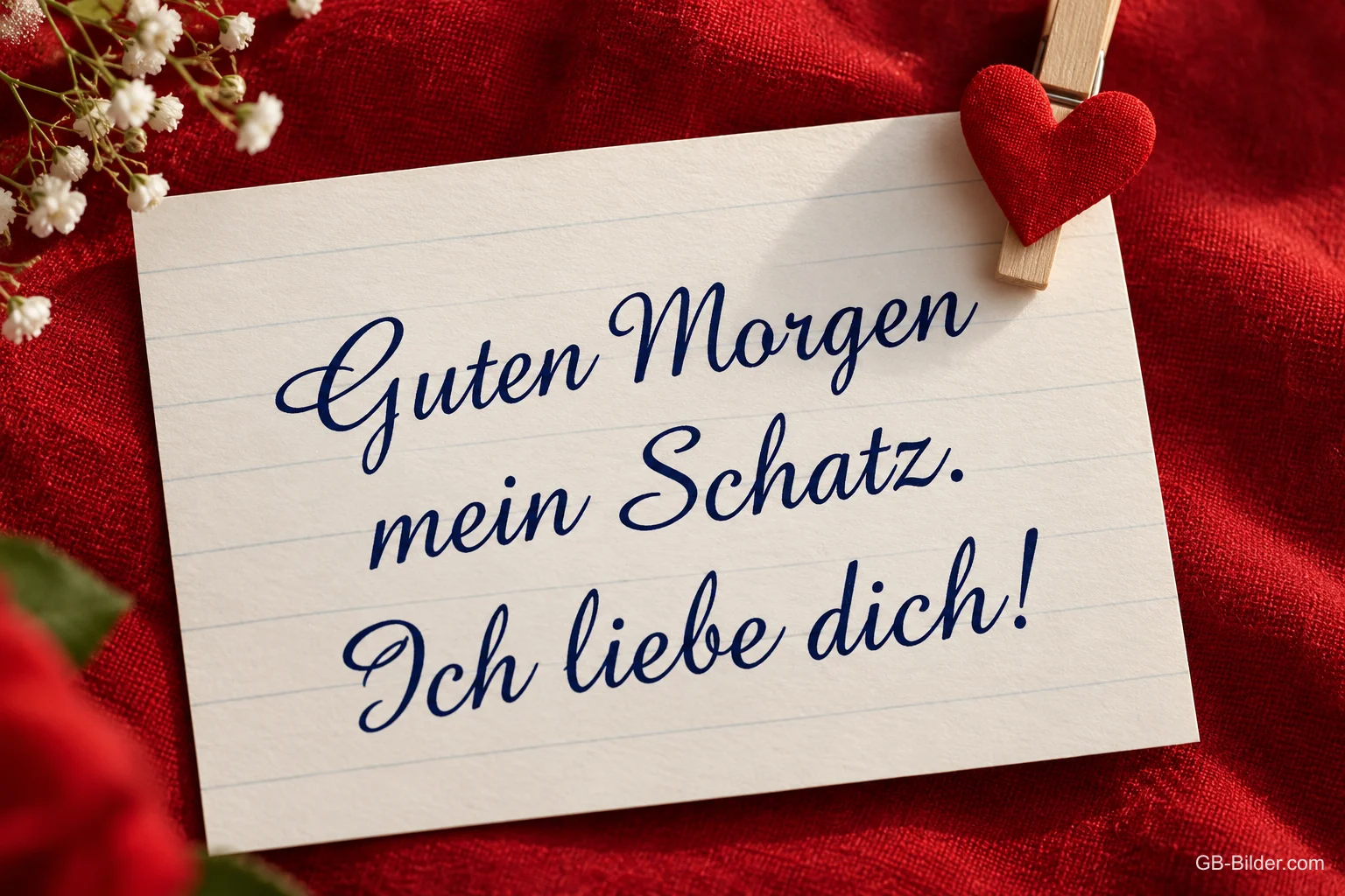 Karte mit Herzklammer, Text: Guten Morgen mein Schatz