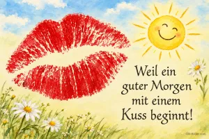 Kussmund und lachende Sonne, Text: Weil ein guter Morgen mit einem Kuss beginnt