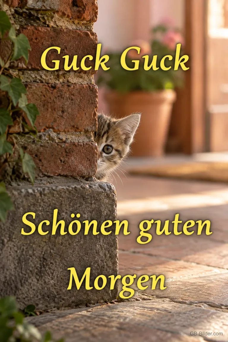 Kätzchen hinter der Mauer, Text: Guck Guck