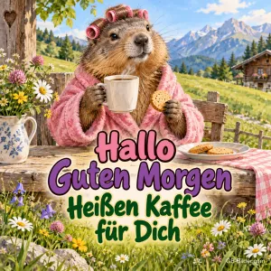 Murmeltier mit Lockenwicklern, Text: Hallo Guten Morgen