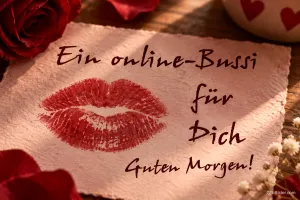 Kussmund auf einer Karte, Text: Ein online-Bussi für Dich