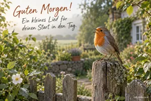 Singendes Rotkehlchen, Text: Guten Morgen