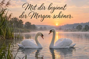 Schwäne im Morgennebel, Text: Mit dir beginnt der Morgen schöner