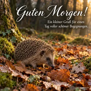 Igel im Wald, Text: Guten Morgen