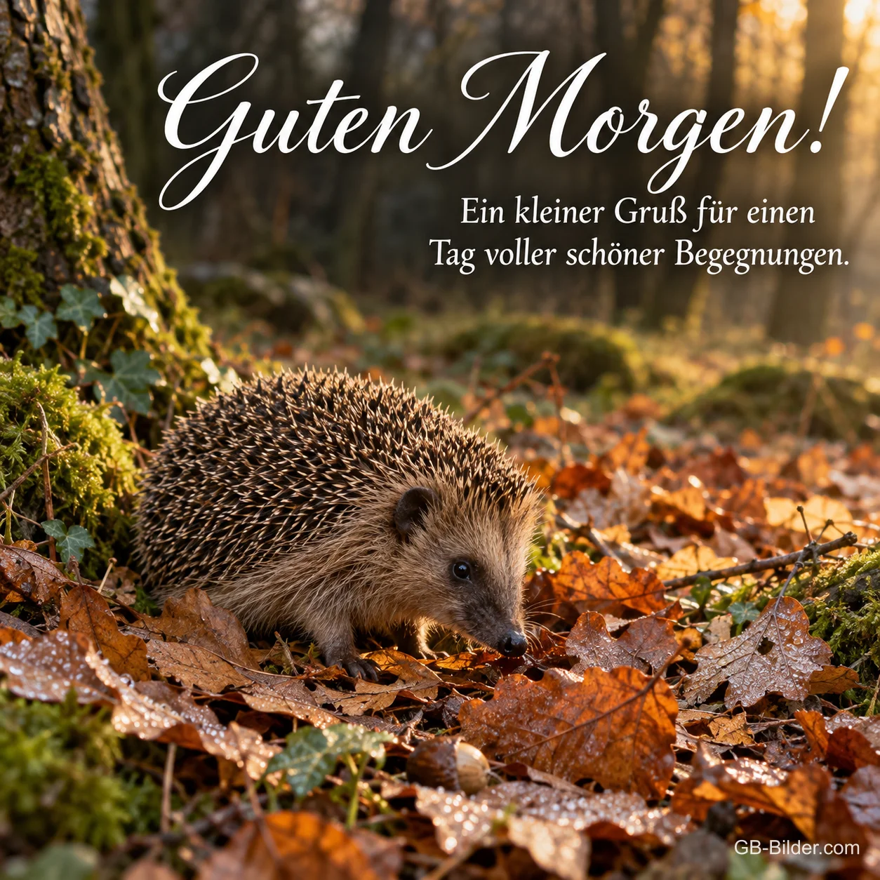 Igel im Wald, Text: Guten Morgen