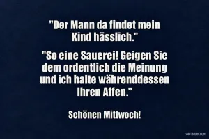 Weiße Schrift auf Dunkelblau, lustiger Spruch, Schönen Mittwoch!